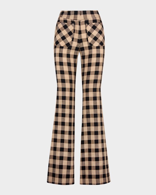 Gingham Classic Patch Pocket Bootcut Pants